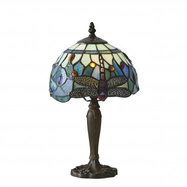 Dragonfly Blue Mini Table Lamp - Tiffany Glass