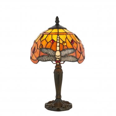 Dragonfly Flame Mini Table Lamp - Tiffany Glass