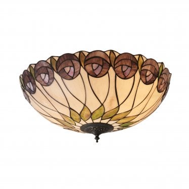 Hutchinson Large 2 Light Flush Fitting - Tiffany Glass