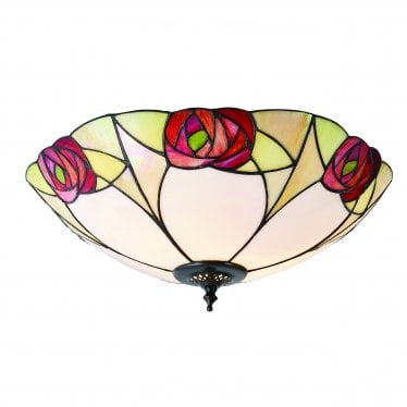 Ingram Large 2 Light Flush Fitting - Tiffany Glass