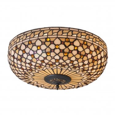 Mille Feux Large 2 Light Flush Fitting - Tiffany Glass