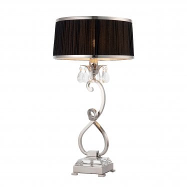 Oksana Medium Table Lamp - Nickel & Black Shade