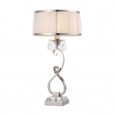 Oksana Medium Table Lamp - Nickel & White Shade