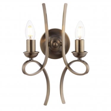 Penn 2 Light Wall Light - Brushed Brass