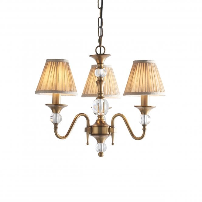 Interiors 1900 Interiors 1900 Polina 3 Light Pendant - Antique Brass & Beige Organza Shades