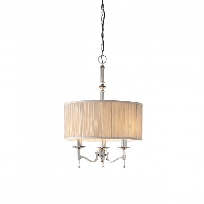 Interiors 1900 Interiors 1900 Stanford 3 Light Pendant - Nickel & Beige Organza Shade