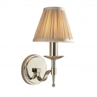 Stanford Single Wall Light - Nickel & Beige Organza Shade