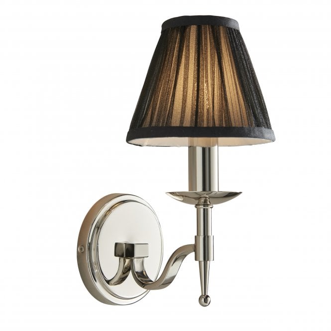 Interiors 1900 Interiors 1900 Stanford Single Wall Light - Nickel & Black Organza Shade