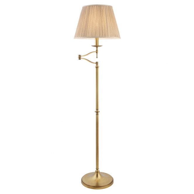 Interiors 1900 Interiors 1900 Stanford Swing Arm Floor Lamp - Antique Brass & Beige Shade