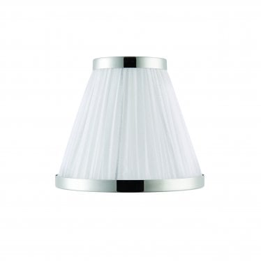 Suffolk 6" Tapered Cylinder Shade - White Organza & Polished Nickel Plate - Shade Only