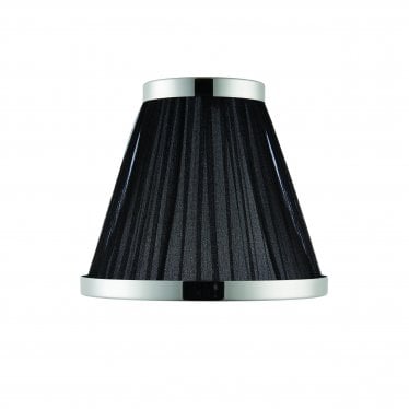 Suffolk 8" Tapered Cylinder Shade - Black Organza & Polished Nickel - Shade Only