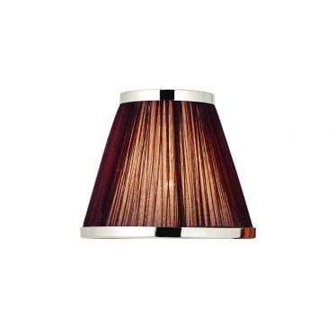 Suffolk 8" Tapered Cylinder Shade - Chocolate Organza & Polished Nickel - Shade Only