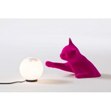 Maoo Cat Table Lamp - Fucsia Velvet