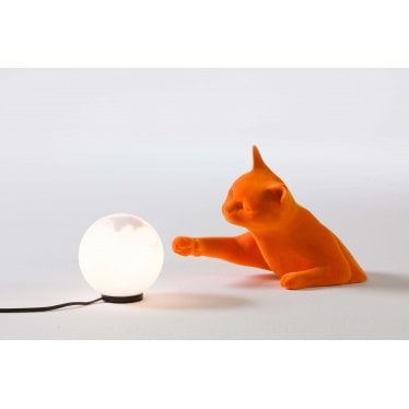 Maoo Cat Table Lamp - Orange Velvet