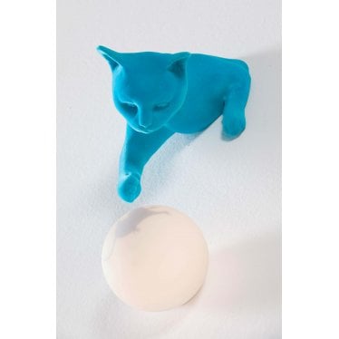 Maoo Cat Wall Lamp - Light Blue Velvet