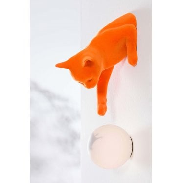 Maoo Cat Wall Lamp - Orange Velvet