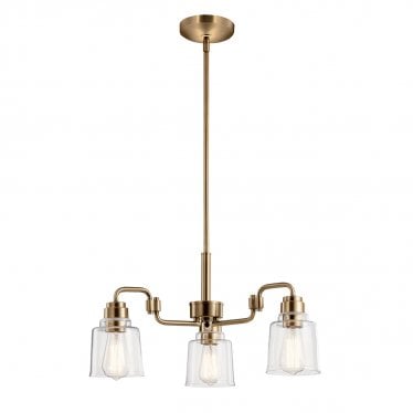 Aivian 3 Light Chandelier - Weathered Brass