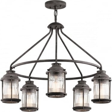 Ashland Bay 5 Light Outdoor Chandelier - Weathered Zinc