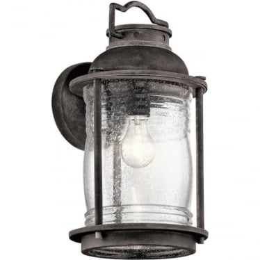 Ashland Bay Single Large Wall Lantern - Weathered Zinc