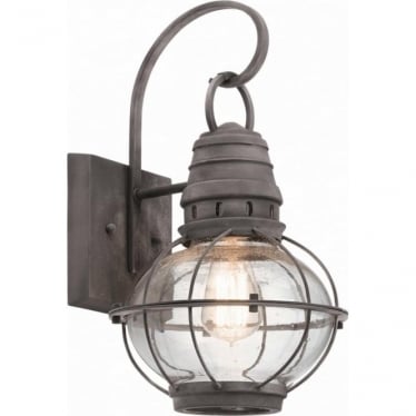 Bridge Point Single Medium Wall Lantern - Weathered Zinc