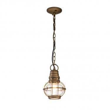 Bridgepoint Single Small Chain Lantern - Natural Brass