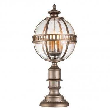 Halleron 3 Light Pedestal Lantern - Burnished Bronze