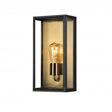 Carpi Large Half Lantern - Matt Black & Brass