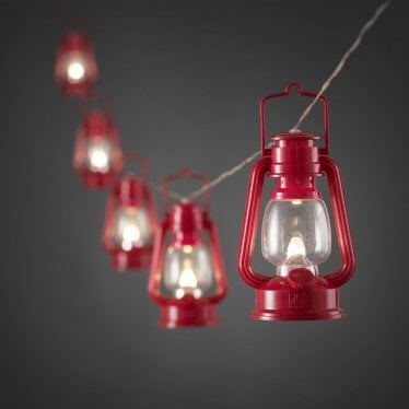 Festoon 7m Light Set - 8 LED Lanterns - Red