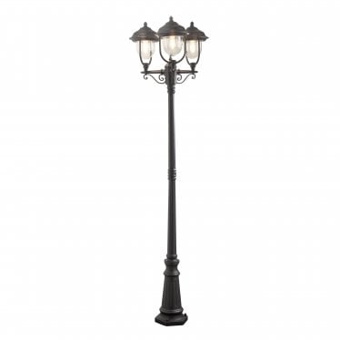 Parma Triple Head Lampost - Matt Black