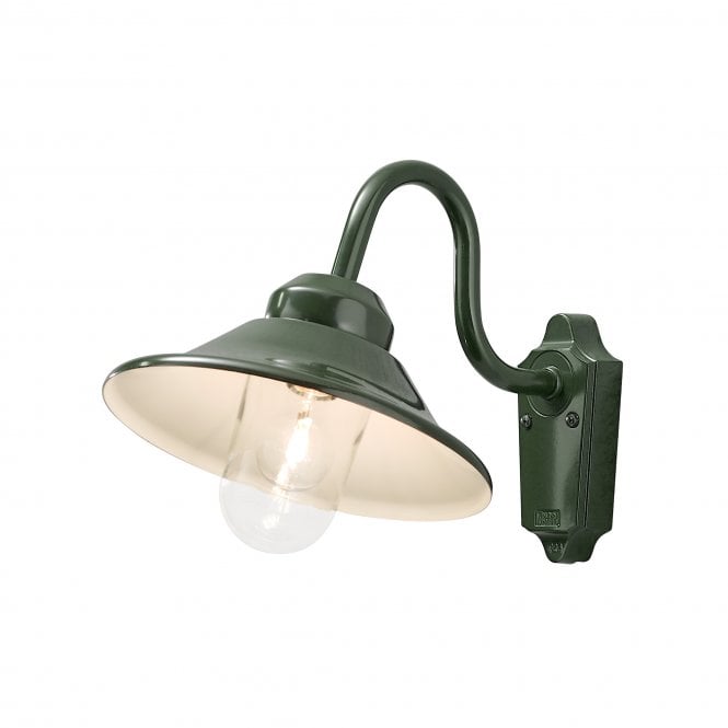 Konstsmide Konstsmide Vega Hooded Wall Light - Curved Arm - Green