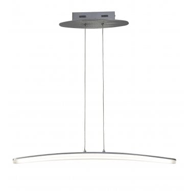 Hemisferic LED Pendant 70cm Bar Satin Aluminium/Frosted Acrylic