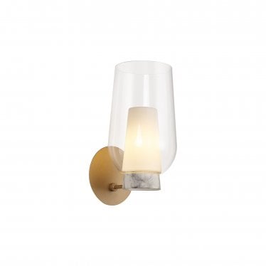 Nora 1 Light Wall Lamp - Gold, White & Clear Glass With Frosted Inner