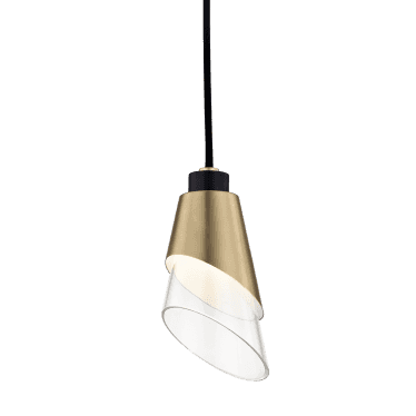 Angie 1 Light Pendant - Aged Brass & Black