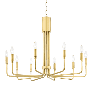 Brigitte 10 Light Large Pendant - Aged Brass