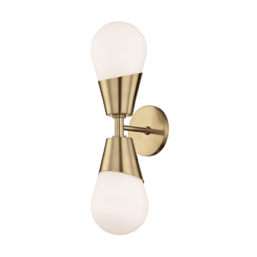 Cora 2 Light Wall Sconce Light - Aged Brass