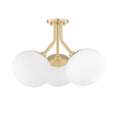 Estee 3 Light Semi Flush - Aged Brass