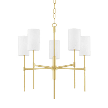 Olivia 5 Light Chandelier - Aged Brass