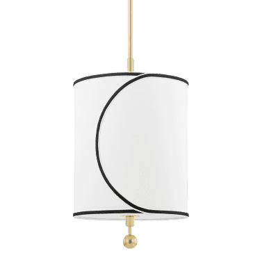 Zara 1 Light Small Pendant - Aged Brass & White