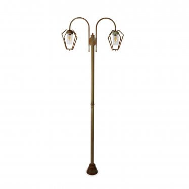 Gemstone 2 Light Outdoor Pole - Aged Brass Copper-Coloured