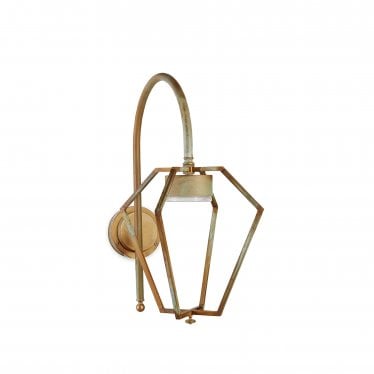 Gemstone LED Outdoor Wall Lamp - Aged Brass Copper-Coloured