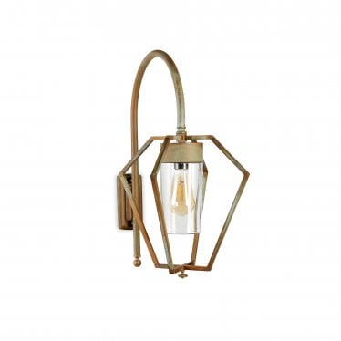 Gemstone Outdoor Wall Lamp - Aged Brass Copper-Coloured