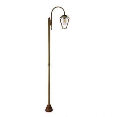 Gemstone Single Outdoor Pole - Aged Brass Copper-Coloured