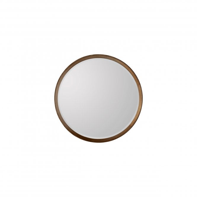 Mura Furniture Mura Furniture Harold Medium Round Wall Mirror - Walnut Stained Wood