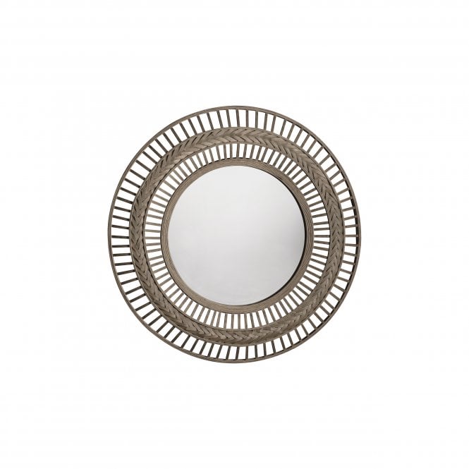 Mura Furniture Mura Furniture Kilda Round Wall Mirror - Grey Stained Bamboo