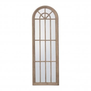 Newcastle Arch Window Full Length Wall Mirror - Weathered Light Wood