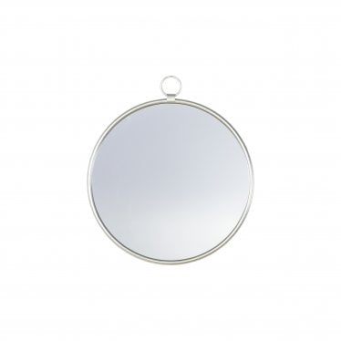 Tonkin Large Round Hanging Loop Wall Mirror - Satin Silver