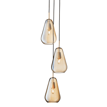 Anoli 3 Light Chandelier - Nordic Gold & Gold Glass