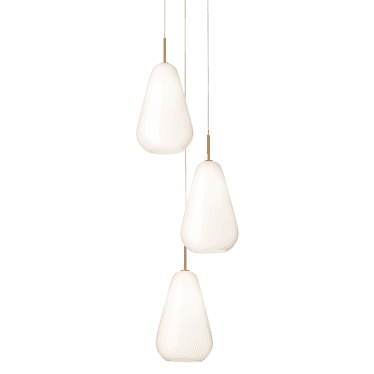 Anoli 3 Light Chandelier - Nordic Gold & Opal Glass