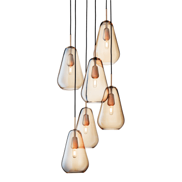 Anoli 6 Light Chandelier - Nordic Gold & Gold Glass