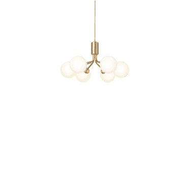 Apiales 6 Light Chandelier - Brushed Brass & Opal Glass